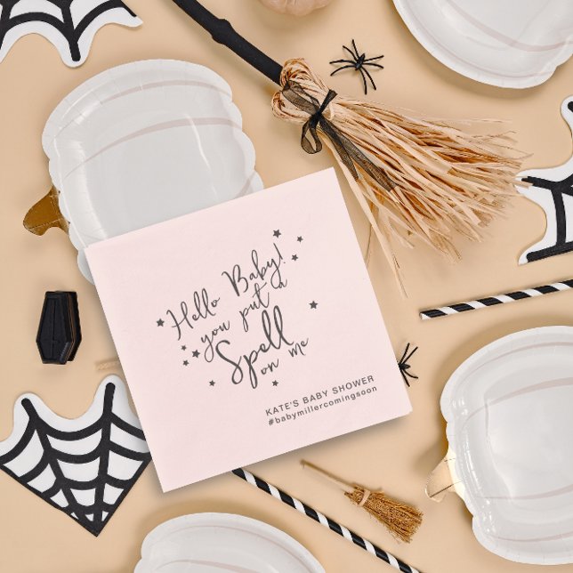 Unique Baby Spell Halloween Pink Baby Shower Paper Napkin (Creator Uploaded)