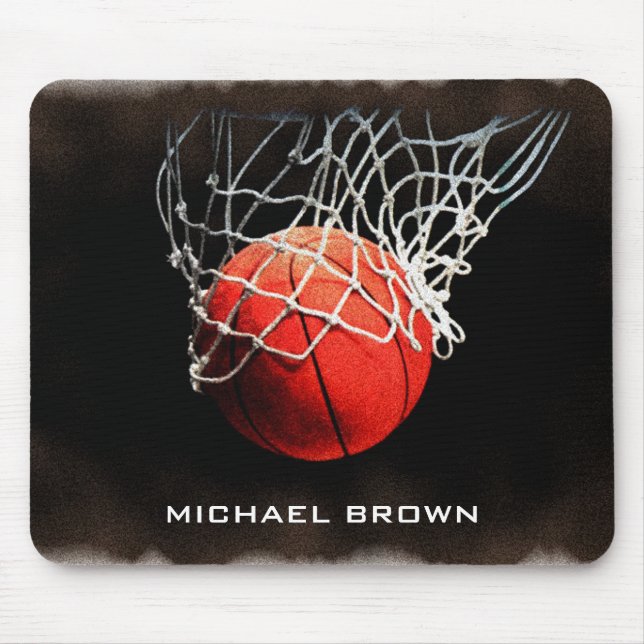 Unique Basketball Artwork Your Name Custom Mouse Pad (Front)