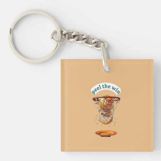 Unique basketball lover gifts peel the win key ring (Front)