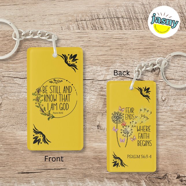 Unique Be Still Christian Scripture Yellow Key Ring (Creator Uploaded)