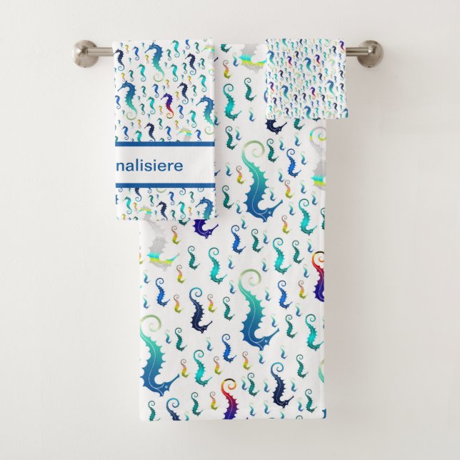 unique, beautiful, colourful, painted pattern a gr bath towel set (Insitu)