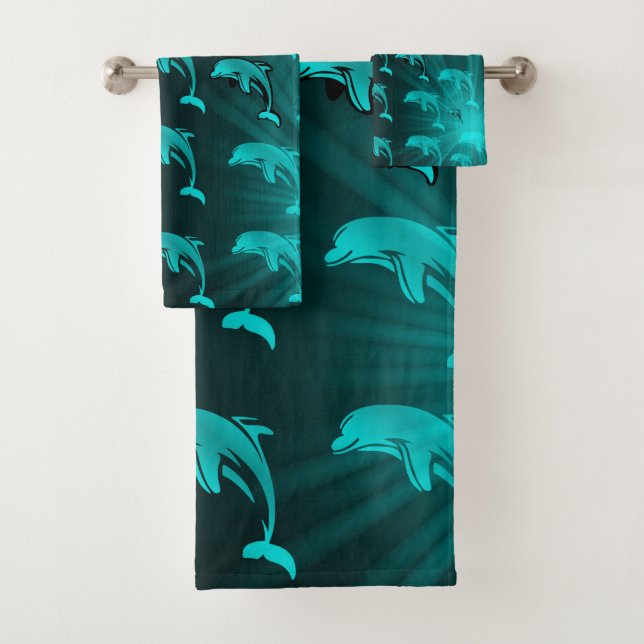 unique, beautiful, colourful, painted pattern a gr bath towel set (Insitu)