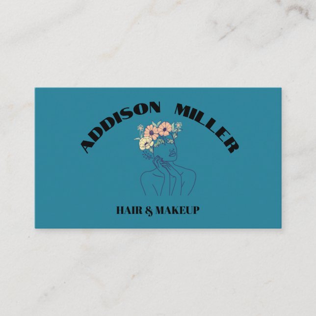 Unique Beauty Hair & Makeup &QR code  Business Card (Front)