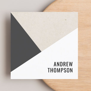 Unique Beige Grey White Geometric Consultant Square Business Card
