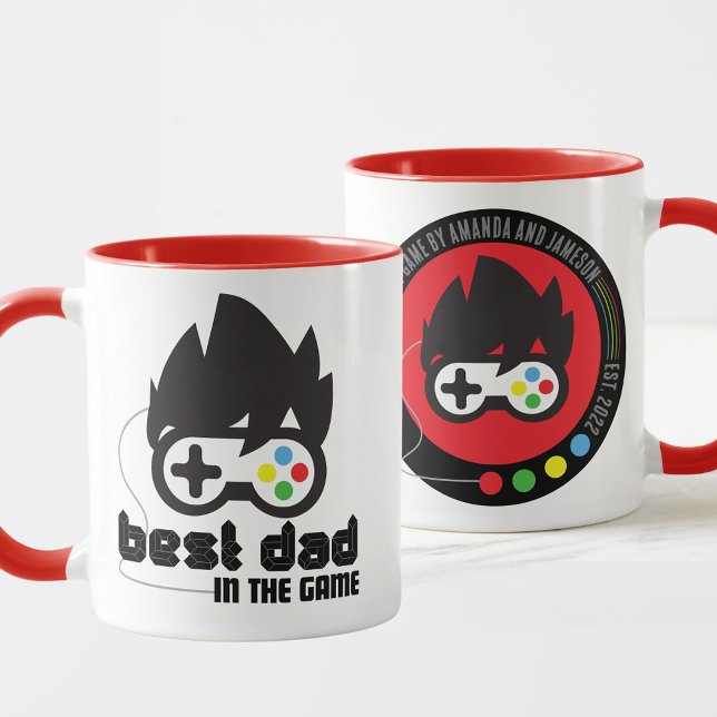 Unique Best Dad in the Game Personalised Mug (Unique Retro Inspired Best Dad in the Game Mug for Gaming Dad's. Great Birthday or Father's Day Gift)