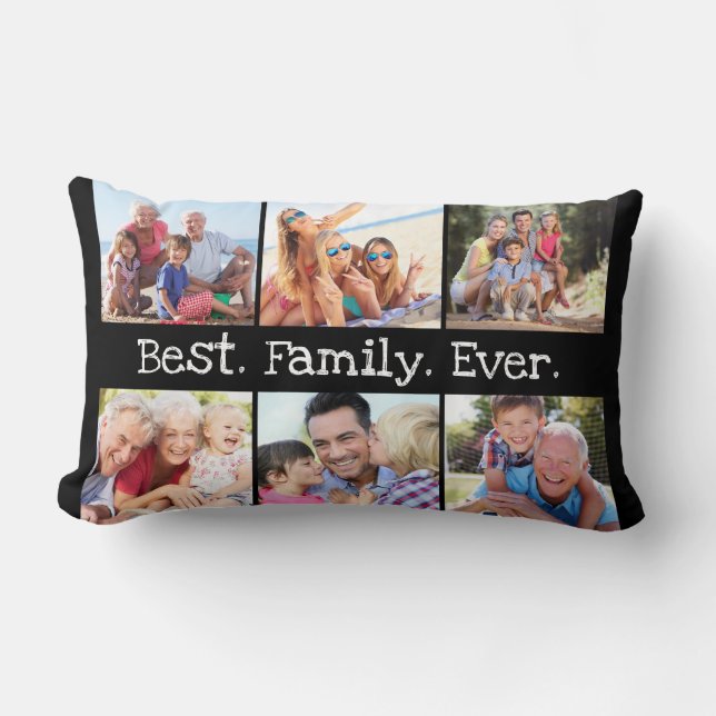 Unique Best Family Ever Quote 6 Photo Collage  Lumbar Cushion (Front)