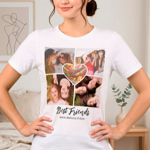 Unique Best Friends Custom Photo Collage Heart Tri-Blend Shirt