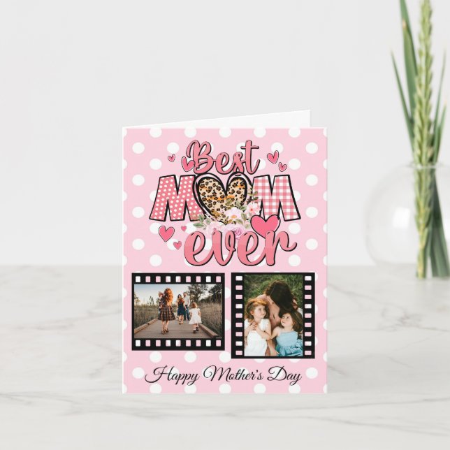 Unique Best Mum Ever Custom Photo Collage Holiday Card (Front)