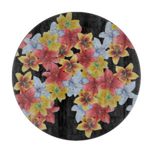 unique big and bold colourful flowers floral cutting board