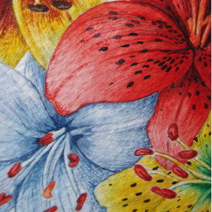 unique big and bold colourful flowers floral yoga mat