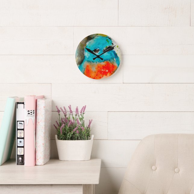 Unique Bird Watercolor Wall Clock (Reading Room)