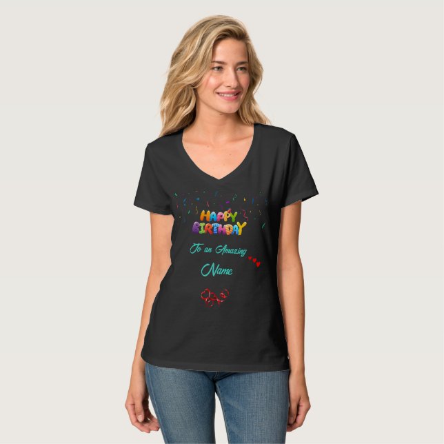 Unique Birthday Gift for Women – V-Neck T-shirt (Front Full)