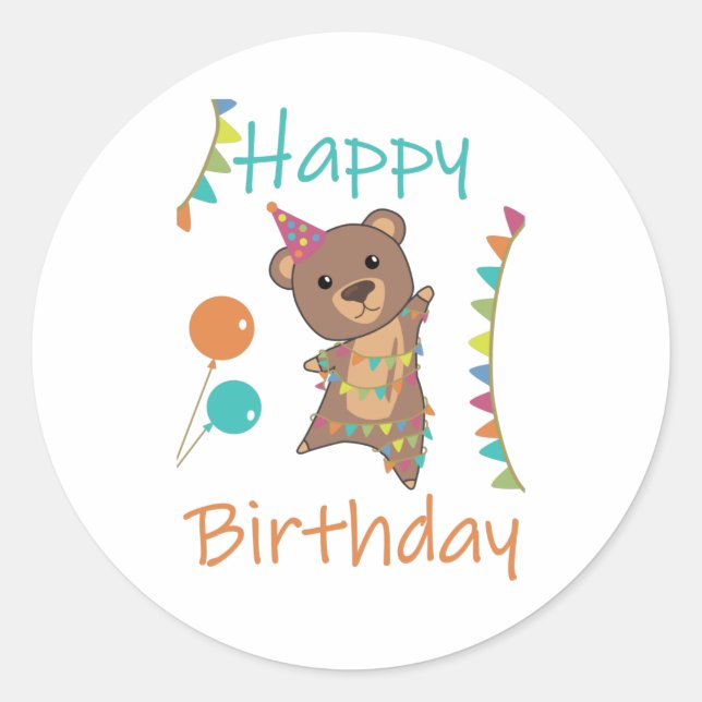 Unique Birthday Wishes Happy Birthday To You Bear Classic Round Sticker (Front)