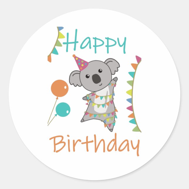 Unique Birthday Wishes Happy Birthday To You Koala Classic Round Sticker (Front)