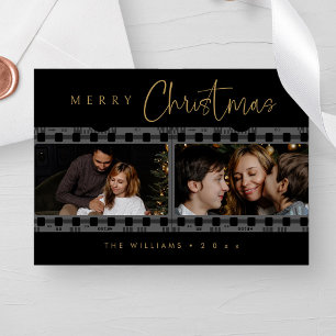 Unique Black and Gold Christmas Photo Holiday Card
