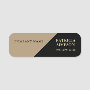 Unique Black and Light Brown: Elegant, Fashionable Name Tag