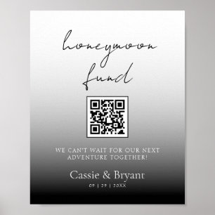 Unique Black and White Honeymoon Fund Wedding Sign