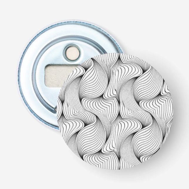 Unique Black and White Interwoven Lines Bottle Opener (Front)