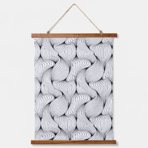 Unique Black and White Interwoven Lines Hanging Tapestry