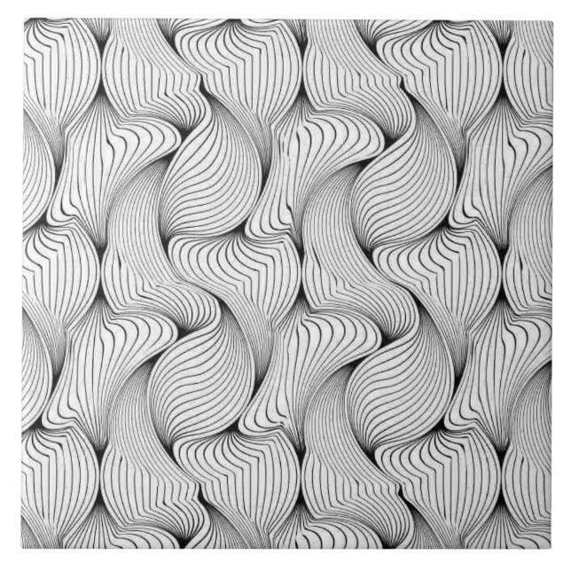 Unique Black and White Interwoven Lines Tile (Front)