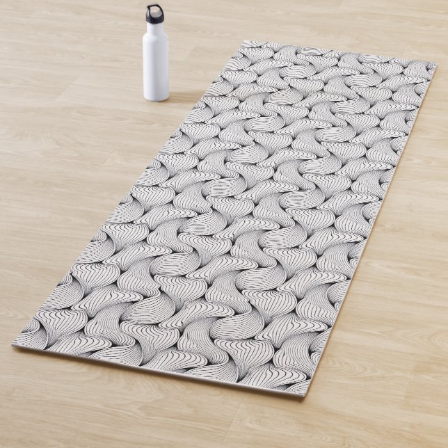 Unique Black and White Interwoven Lines Yoga Mat (In Situ)