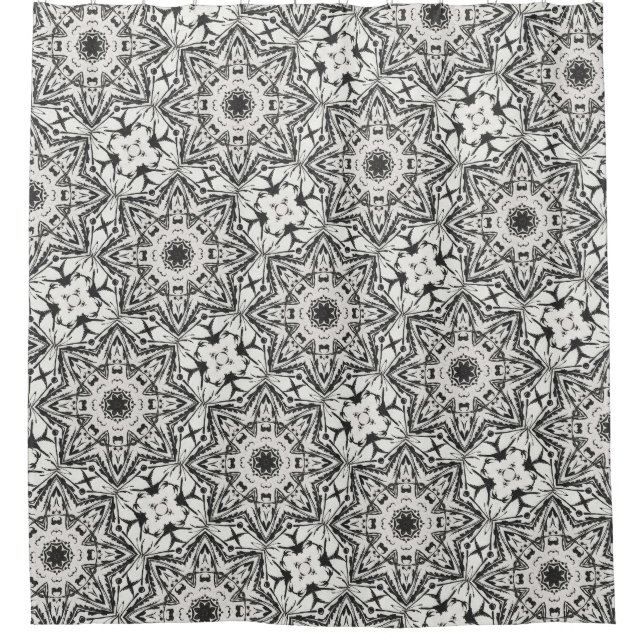 Unique Black and White Pattern Shower Curtain (Front)