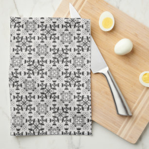 Unique Black and White Pattern Tea Towel