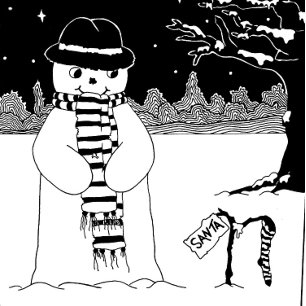 unique black and white picture of snowman