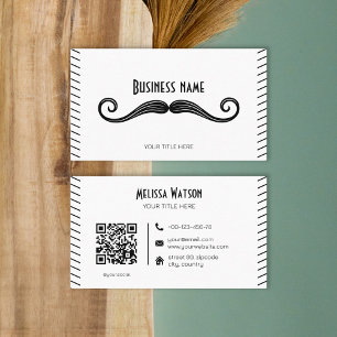 Unique black and white QR code moustache  Business Card