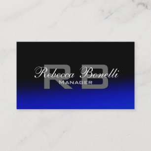 Unique Black Blue Grey Monogram Business Card