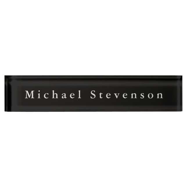 Unique Black Elegant Modern Desk Nameplate (Front)
