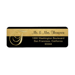 Unique Black Gold Foil Monogram Letter 'T' Return