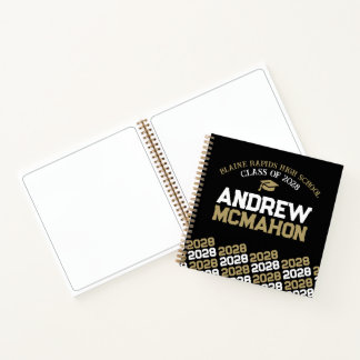 Unique Black & Gold Graduation Guestbook Notebook