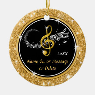 Unique Black Gold Music Themed Christmas Ornaments