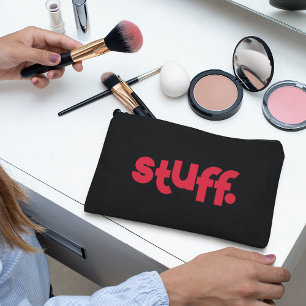 Unique Black & Hot Red Stuff Typography Makeup   Accessory Pouch