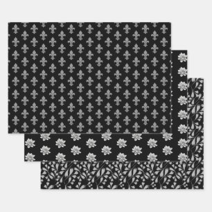 Unique Black Patterned  Wrapping Paper Sheet