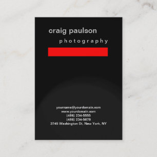 Unique Black Red Grey Photography Business Card