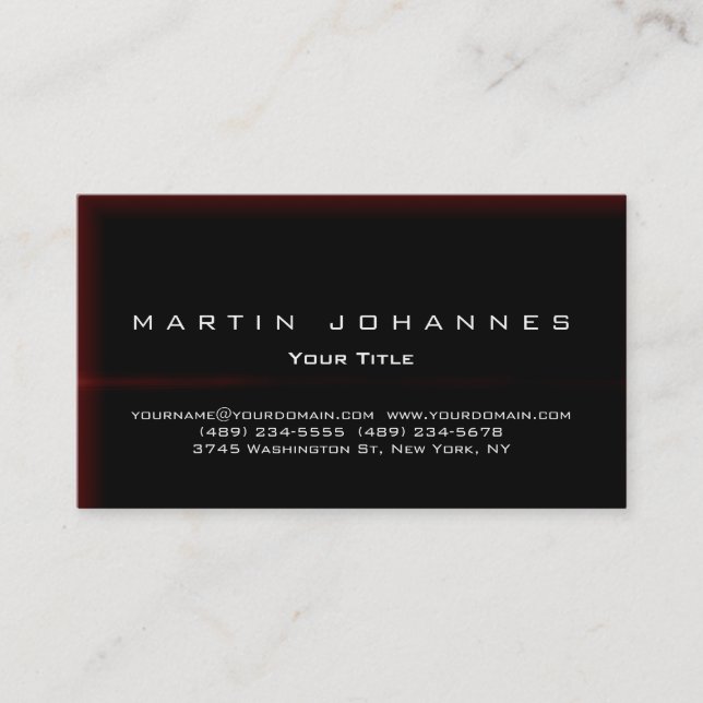 Unique black red plain professional business card (Front)
