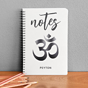 Unique Black Textured Metal Om Symbol Notebook