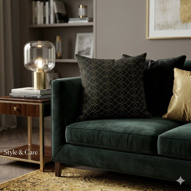 Unique Black Throw Pillow Featuring Gold Box Desig (Unique Black Throw Pillow Featuring Gold Box Design)