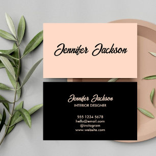 Unique Black Typography Blush Pink Feminine Business Card