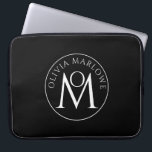 Unique Black White Monogram Logo Laptop Sleeve<br><div class="desc">A simple unique decorative monogram with stacked typography laptop sleeve. Create your own personal typographic logo. Use the simple design tool to change fonts or background colour.</div>