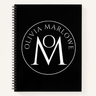 Unique Black White Monogram Logo Notebook