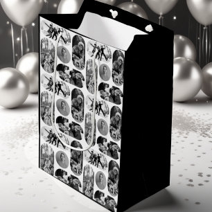 Unique Black & White Photo Collage Medium Gift Bag