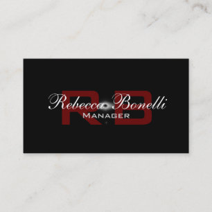 Unique Black White Red Monogram Business Card