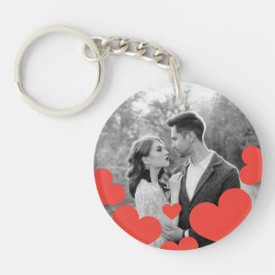 Unique Black & White Romantic Hearts Couple Key Ring