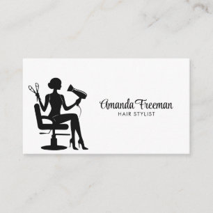 Unique Black & White Woman Hairdresser Business Card