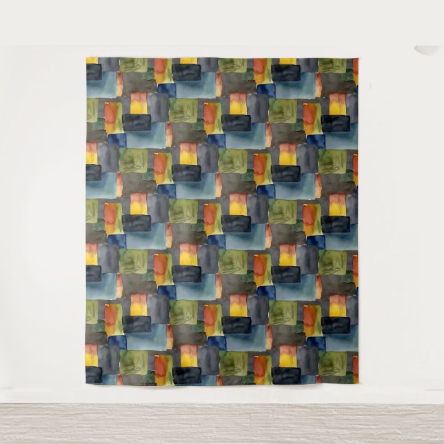 Unique blocked colors seamless pattern tapestry (Front)