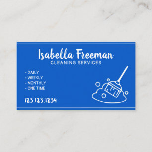 Unique Blue and White Maid House Cleaning Service Business Card