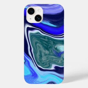 Unique Blue and White Marble Fluid Art   Case-Mate iPhone 14 Case